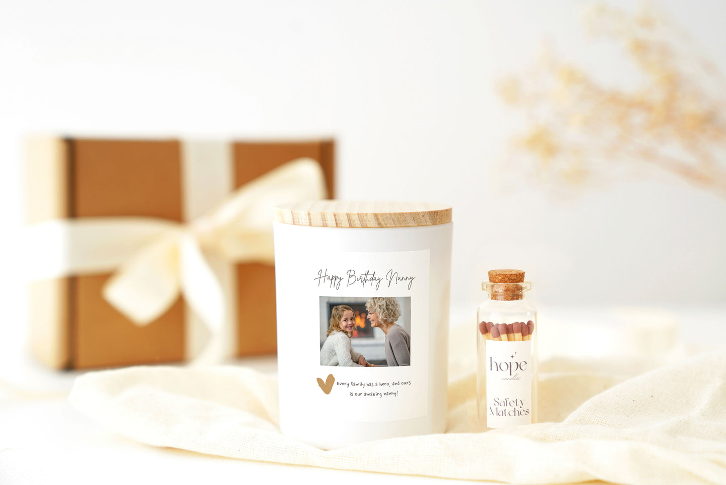 Photo Candle with Custom Text for Birthday, Custom Text Photo Candle for Girlfriend