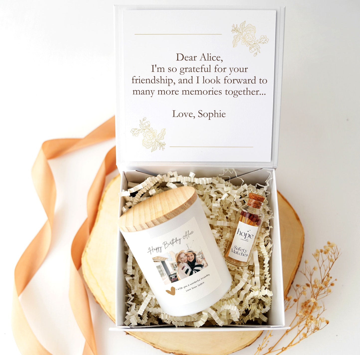 Photo Candle with Custom Text for Birthday, Custom Text Photo Candle for Girlfriend