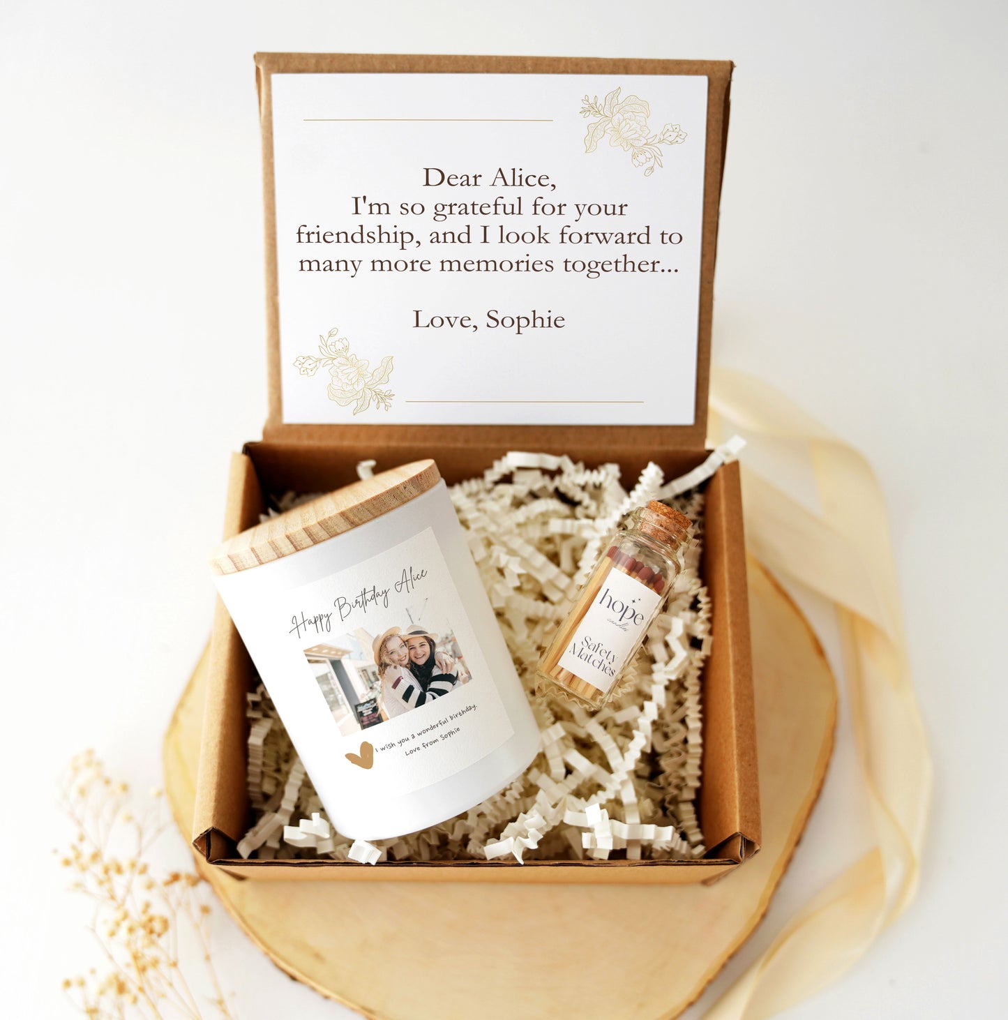 Photo Candle with Custom Text for Birthday, Custom Text Photo Candle for Girlfriend