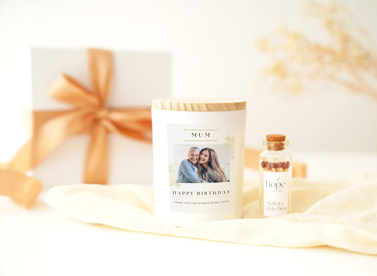 Scented Personalised Photo Candle Birthday Gift for Nanny, Mum, Dad