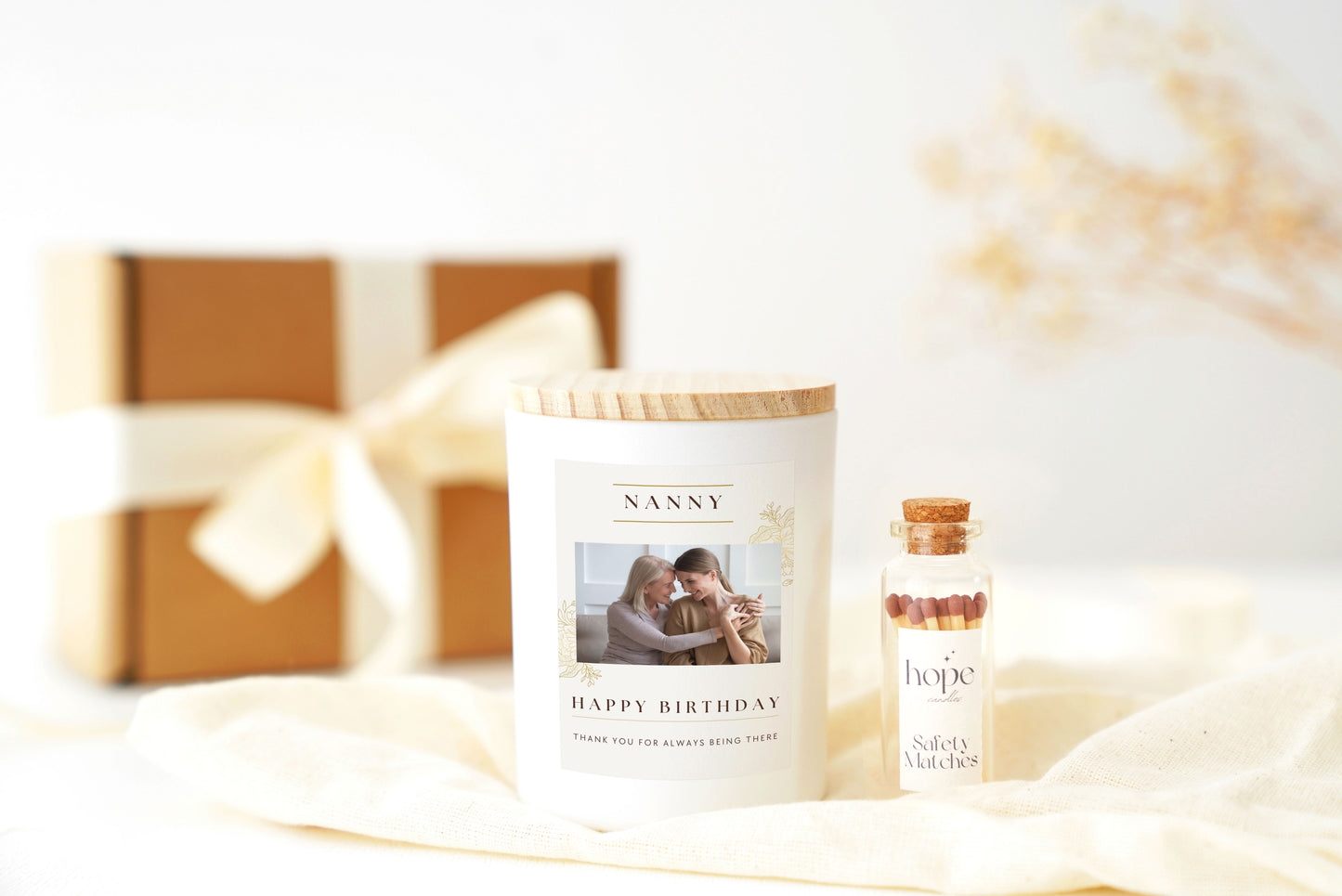 Scented Personalised Photo Candle Birthday Gift for Nanny, Mum, Dad