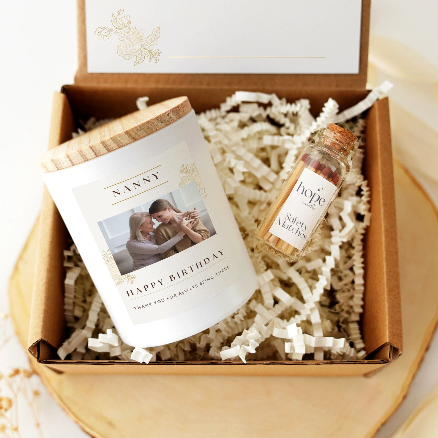 Scented Personalised Photo Candle Birthday Gift for Nanny, Mum, Dad