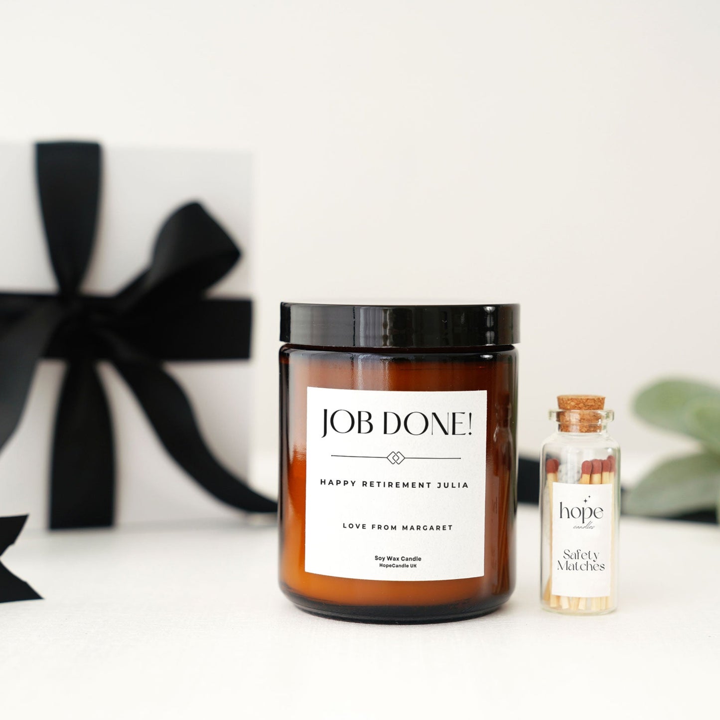 Job Done Retirement Gift for Colleague, Personalised Happy Retirement Candle