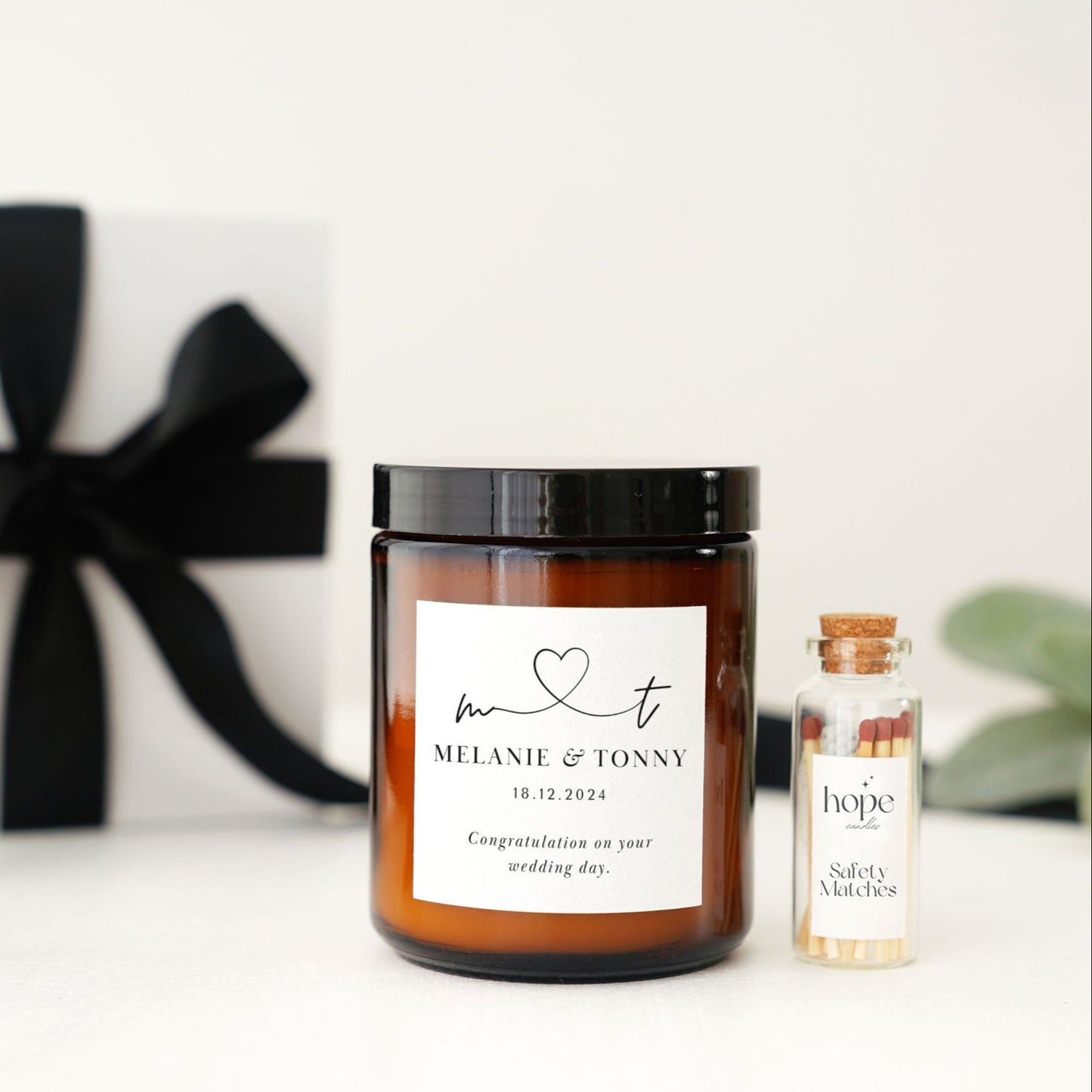 Personalised Wedding Candle Gift for Couples Newlyweds