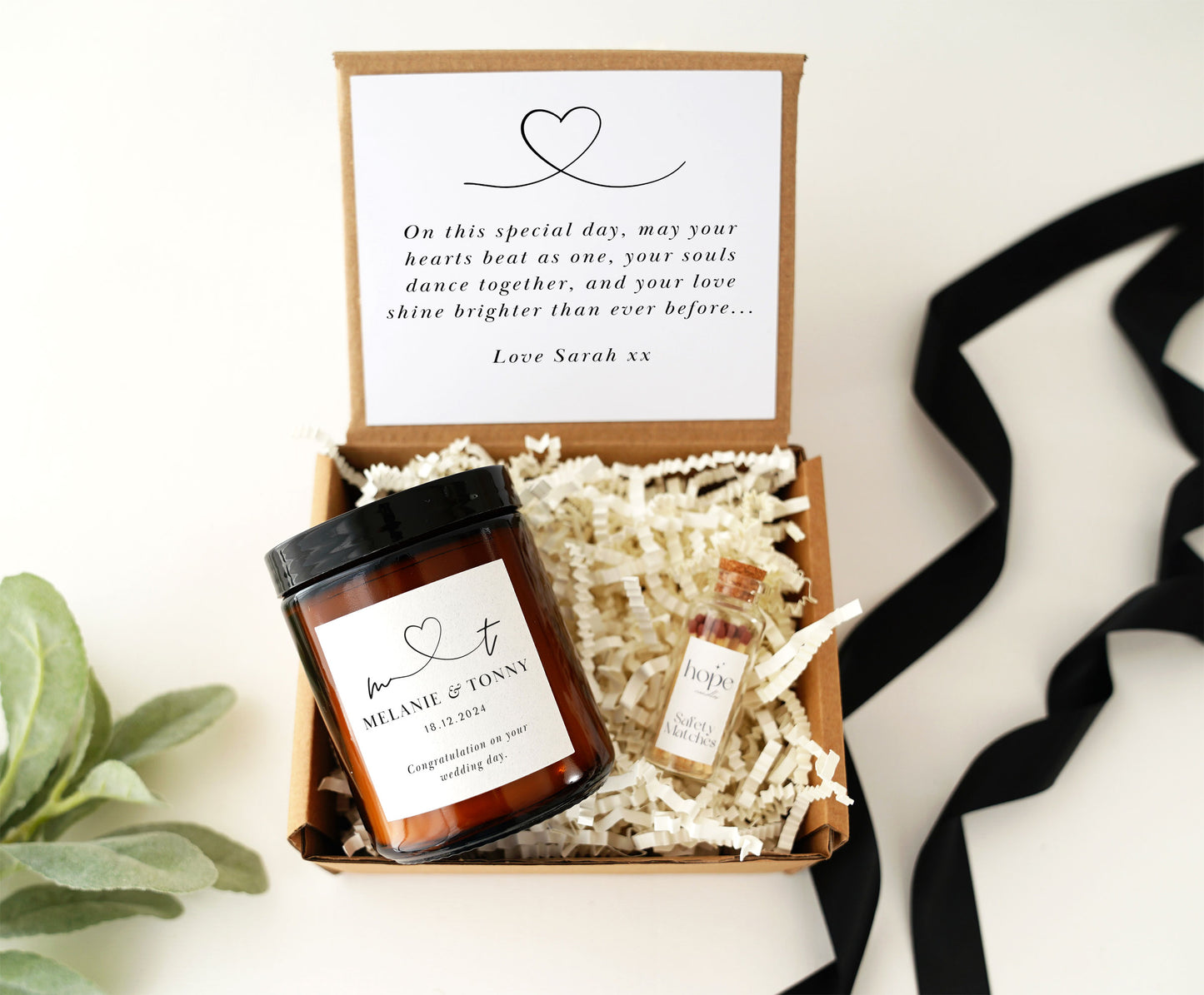 Personalised Wedding Candle Gift for Couples Newlyweds