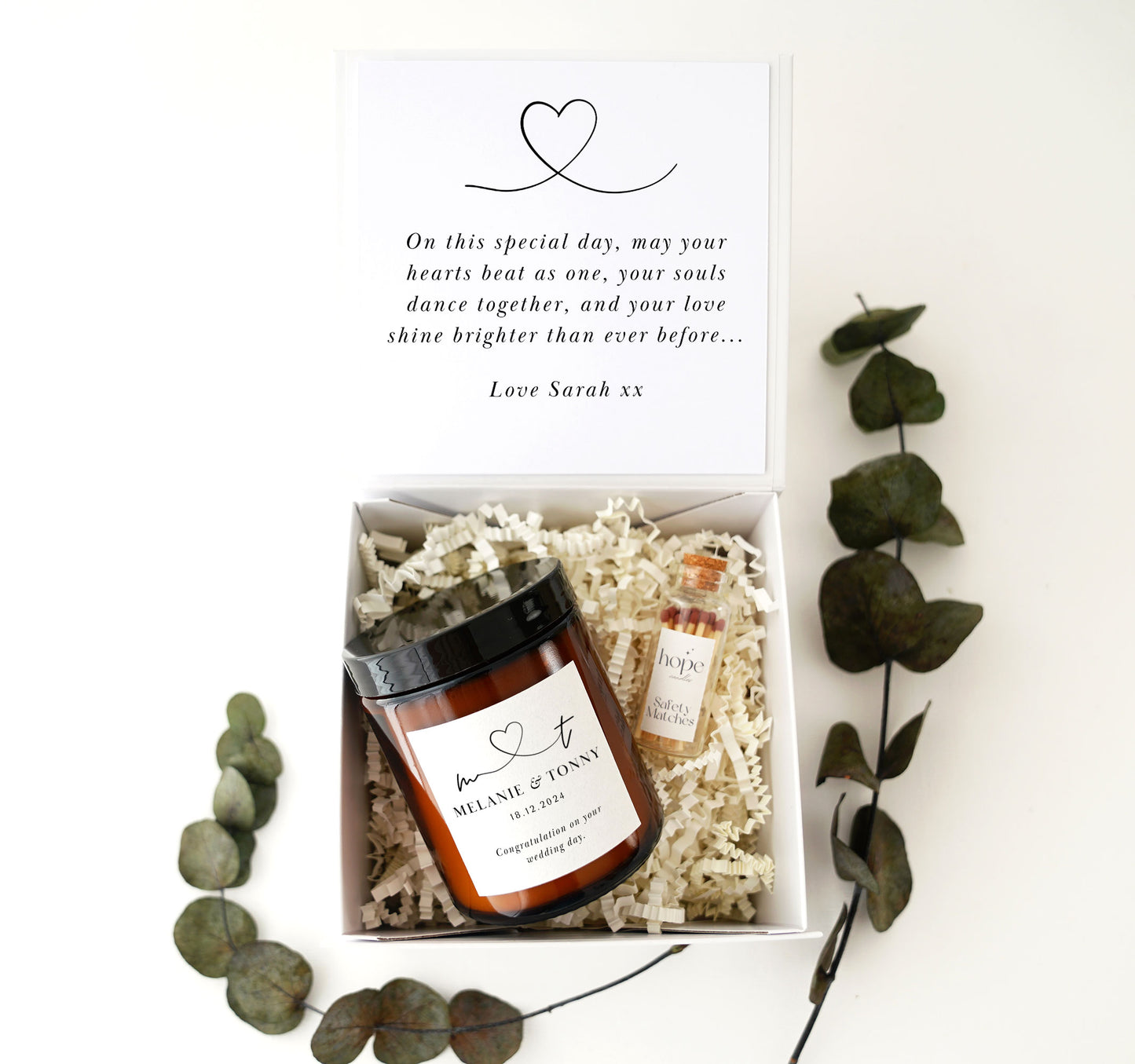 Personalised Wedding Candle Gift for Couples Newlyweds