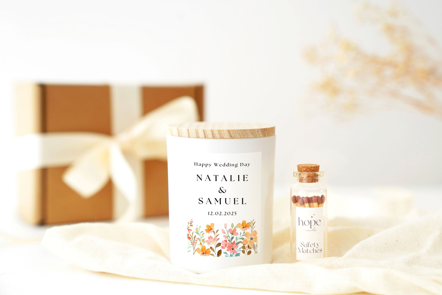 Wedding Candle Gift for Couples on Wedding Day, Bride and Groom Gift