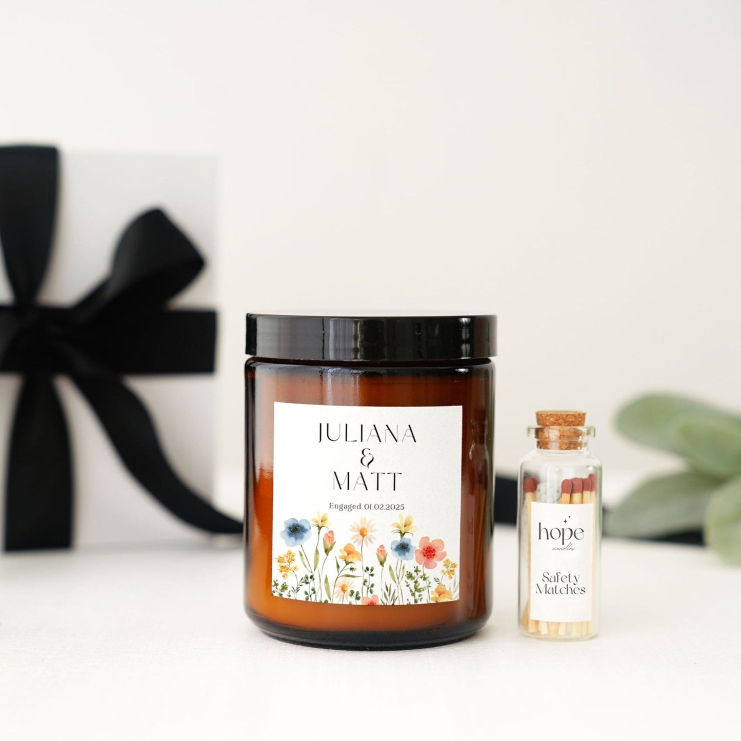 Elegant Engagement Scented Candle Gift Set for Couples