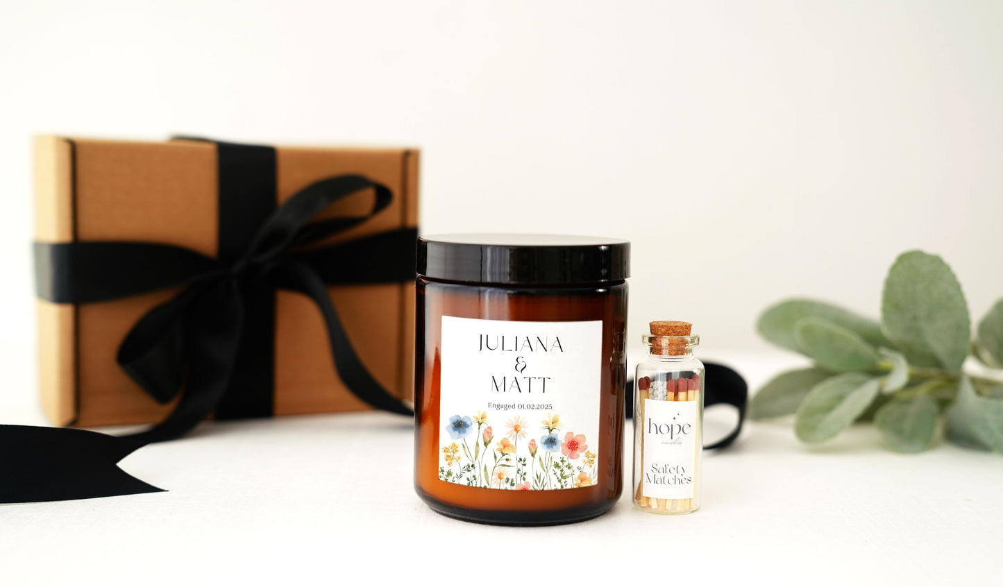 Elegant Engagement Scented Candle Gift Set for Couples