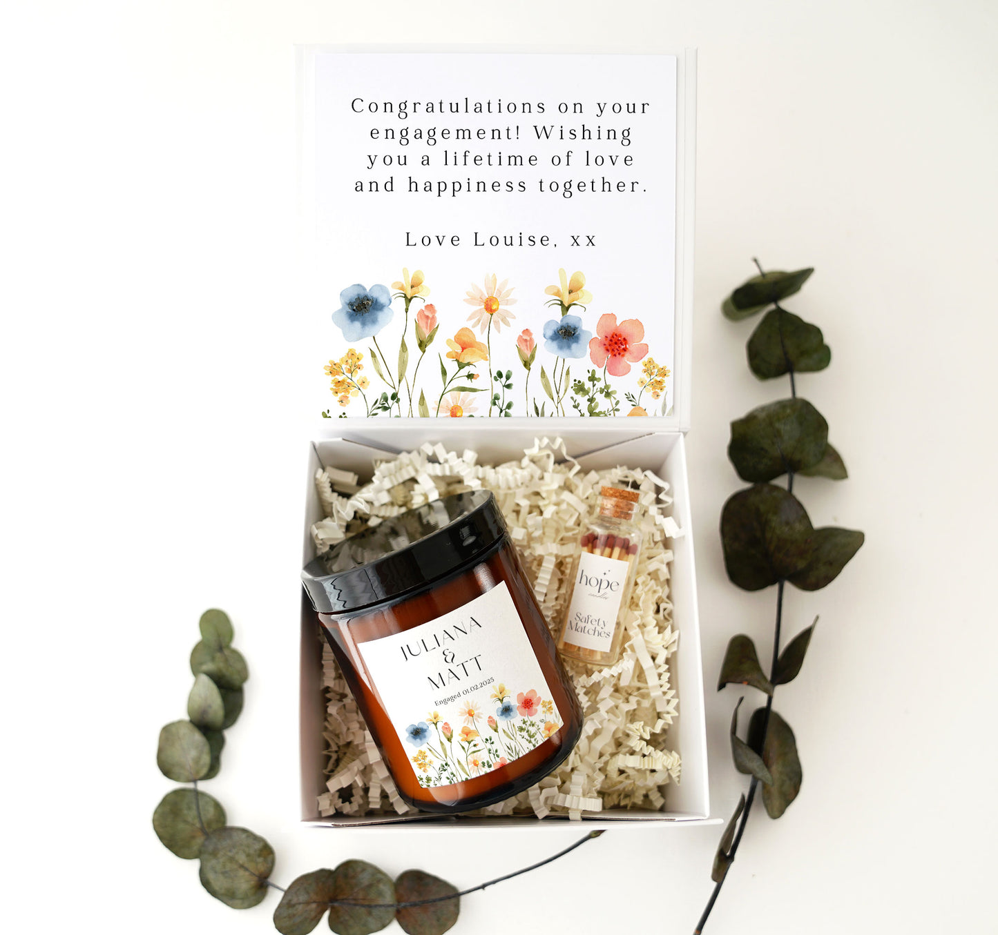 Elegant Engagement Scented Candle Gift Set for Couples
