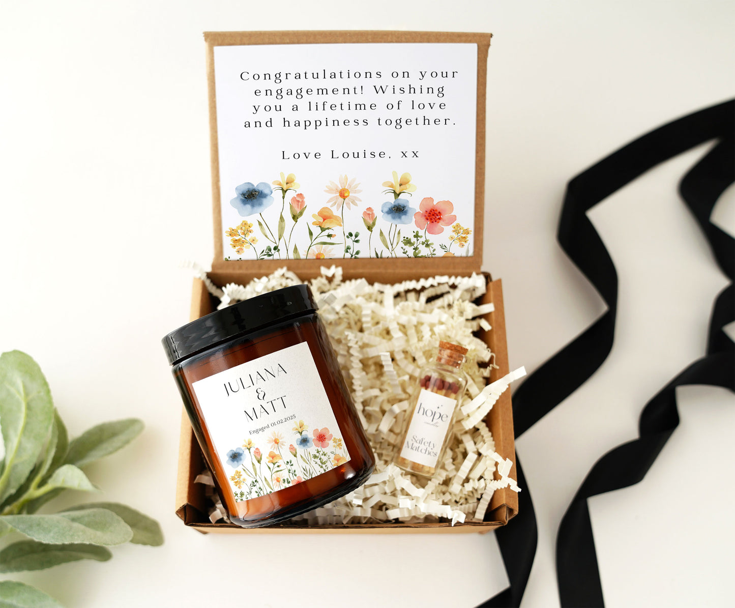 Elegant Engagement Scented Candle Gift Set for Couples