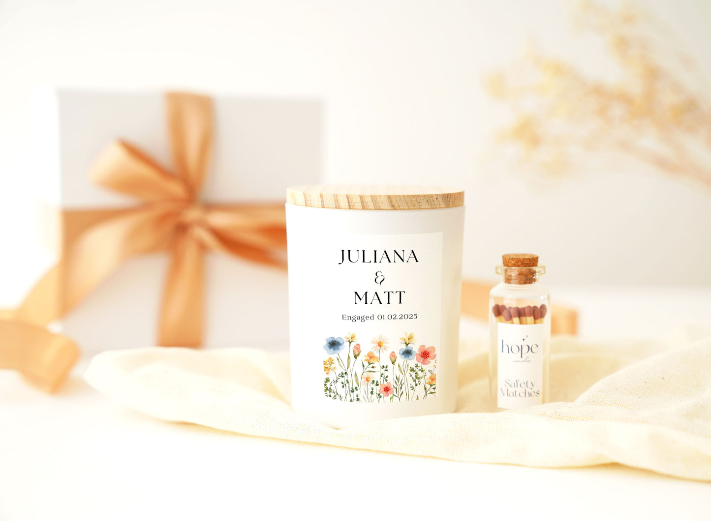 Personalised You Are Engaged Gift for Friends, Scented Candle Gift Box