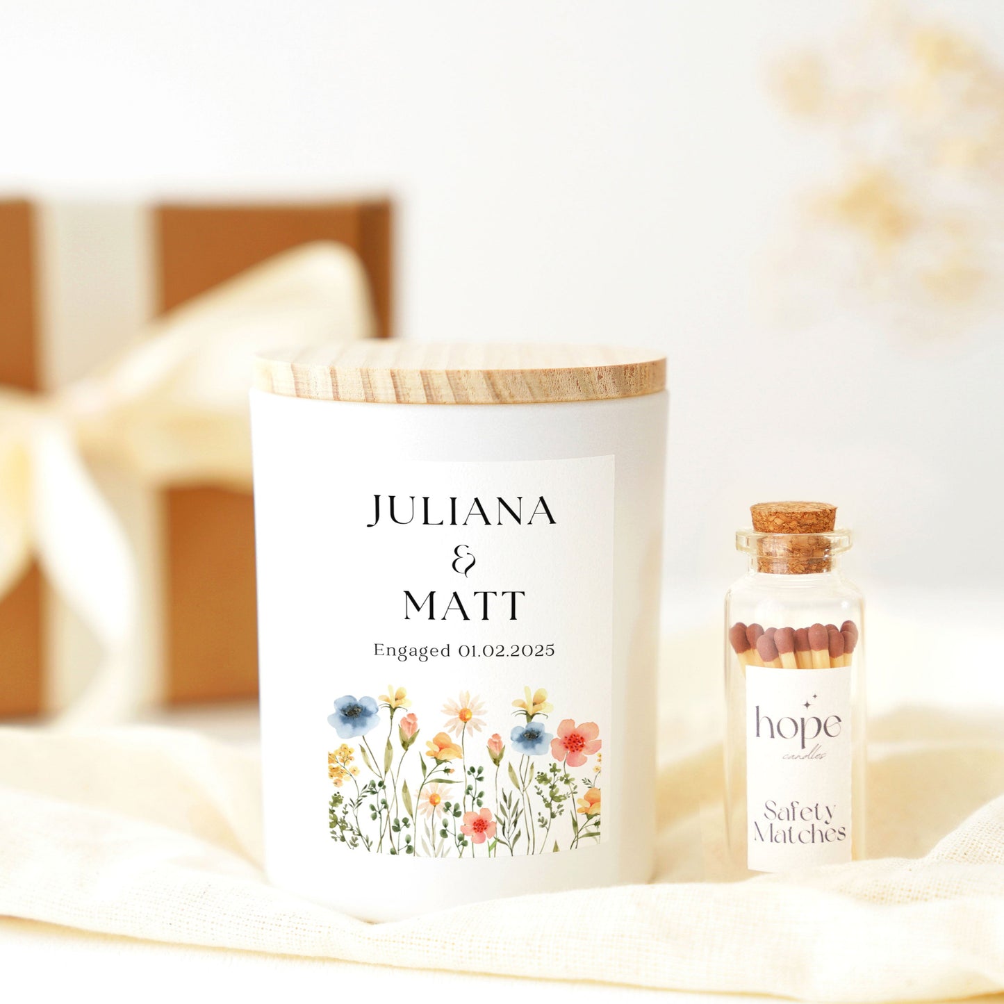 Personalised You Are Engaged Gift for Friends, Scented Candle Gift Box