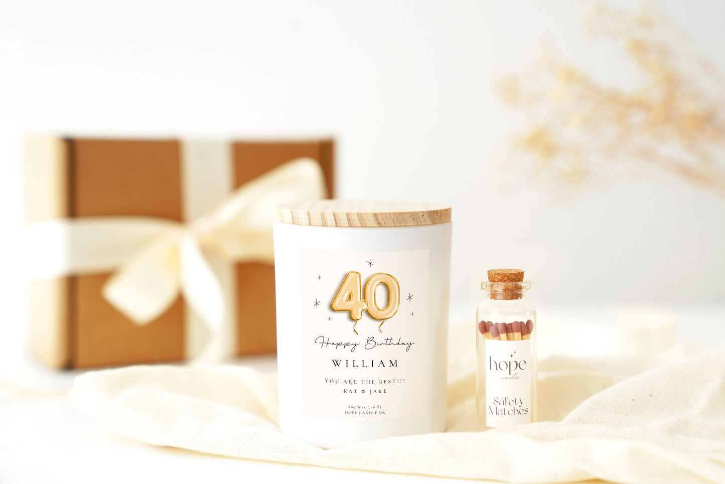 ANY AGE 50th Birthday Gift for Her, 40th 60th 70th 80th Birthday Candle Gift Set for Friend