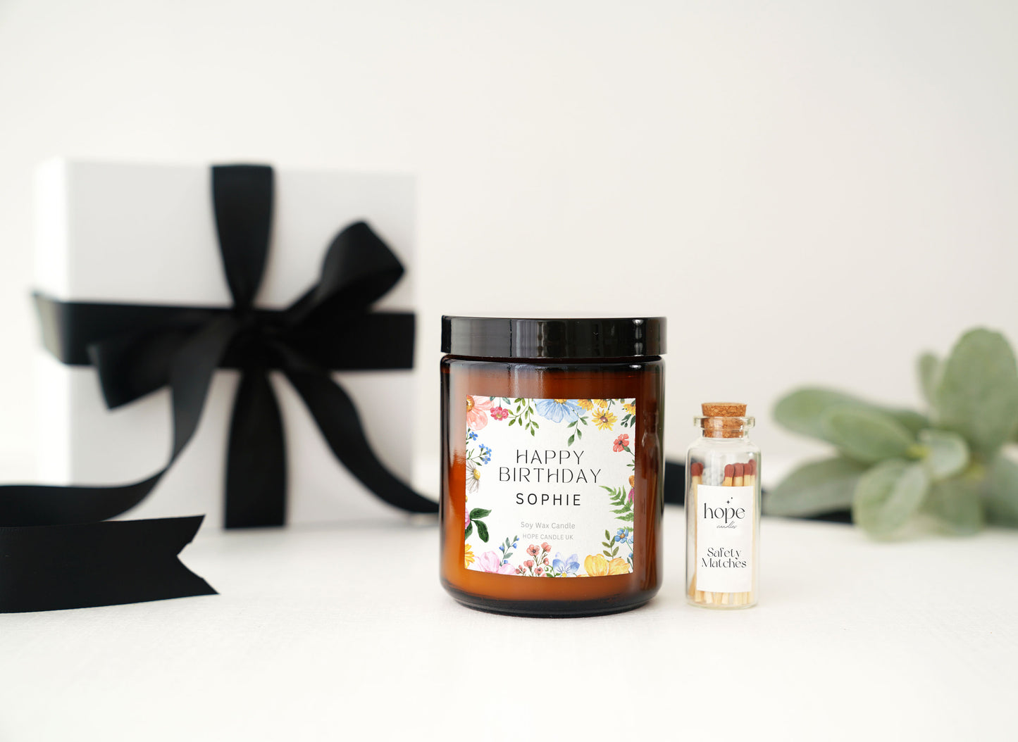 Personalised Floral Birthday Candle for Her for Mum, 50th 60th 70th Birthday