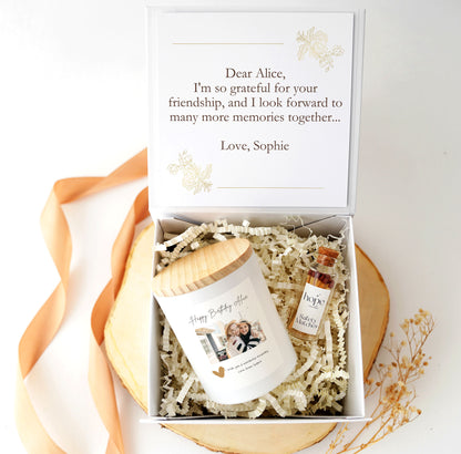 Photo Candle with Custom Text for Birthday, Custom Text Photo Candle for Girlfriend