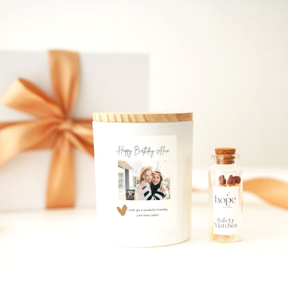 Photo Candle with Custom Text for Birthday, Custom Text Photo Candle for Girlfriend