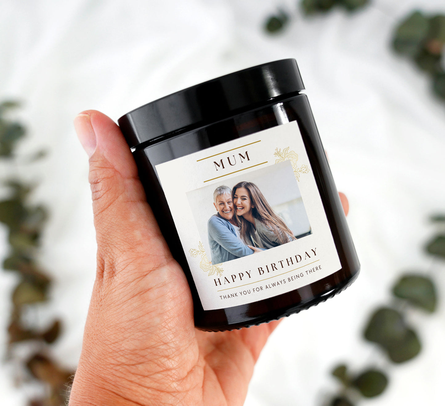 Birthday Gift for Nanny Mum, Custom Photo Candle