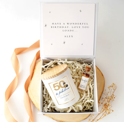 50 and Fabulous Candle Gift Set for Her, 50th Birthday Gift for Mum